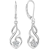 FATACI Women Earrings,925 Sterling Silver 5A Cubic Zirconia Dangle Drop Earrings with Birthstone for Her