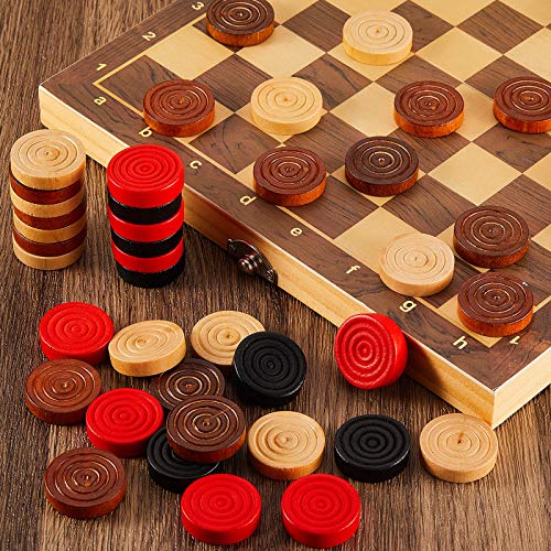 72 Piece Checker Set With Pouch 72 Pieces Wooden Checkers Game Pieces ...