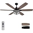 LuminFan 60 Inch Ceiling Fans with Lights and Remote Control, Farmhouse Ceiling Fan with LED Lighting for Bedroom Living Room