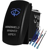 BACAUTOPARTS Blue Led Windshield Washer Wiper Momentary Rocker Switch 7Pin Mom (ON)-Off-ON DPDT Washer Jet Toggle Switch for Automotive UTV RZR Truck Camper RV Tractor 12V 24V