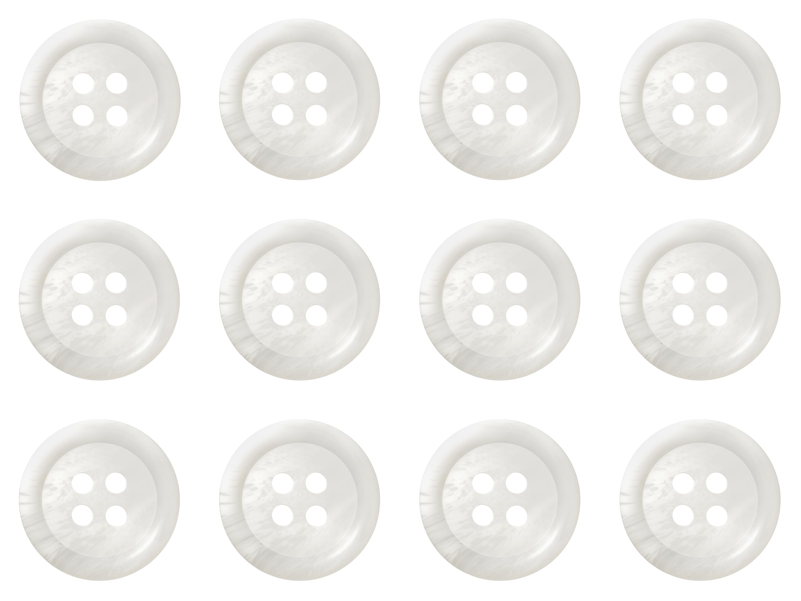 Pack of 12 White 18mm Round Faux Horn Sew On Plastic Buttons for Skirts Trousers Suits Shorts Coats Flat 4 Holes 28L
