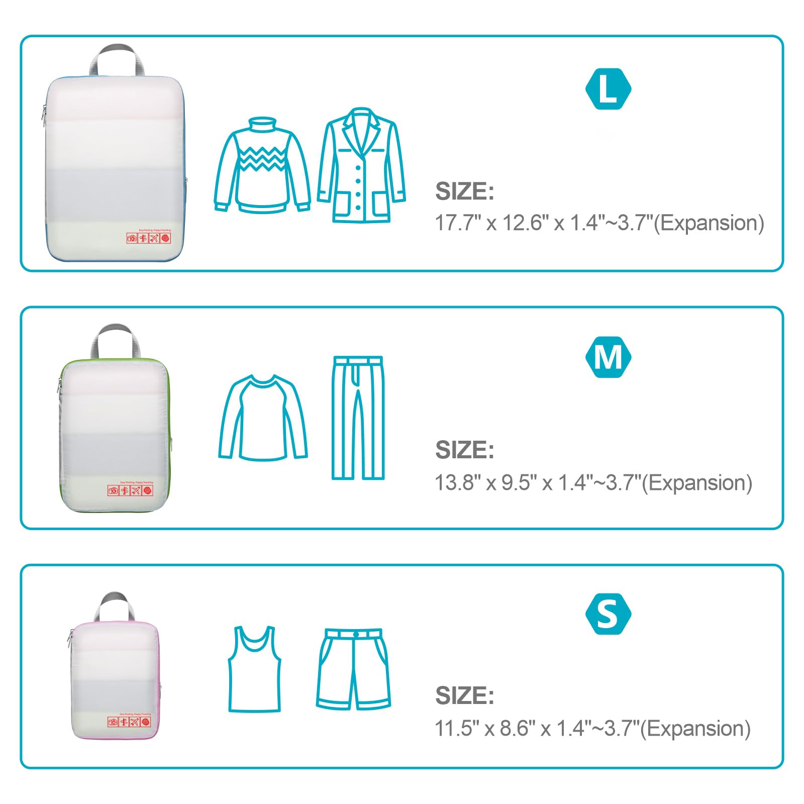 Cambond Compression Packing Cubes for Travel Women - Travel Bags Luggage Organizers Travel Essentials Compression Cubes for Travel Carry on Suitcases Organizer