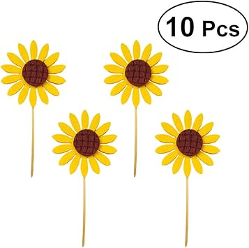 Amazon Com 10pcs Sunflower Cake Topper Flower Wedding Cake Topper