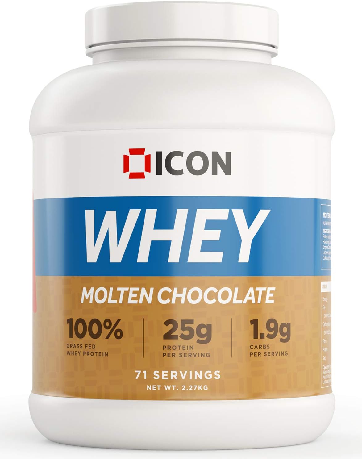 ICON Nutrition Whey Protein Powder, Molten Chocolate, High Protein, Grass Fed, Low Carbs & Fat, Complete Amino Acid Profile