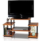Furinno No Tools Tube Entertainment Center, Light Cherry/Black, Square Corner