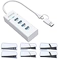 USB Hub for PS5 Pro, 4-Port USB 3.0 Splitter, Hiht-Speed USB Charging Hub for PS5 Slim Console, PS5 USB Port Expander, USB C to USB Hub with 0.66ft Extended Cable