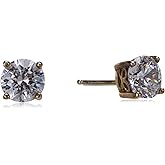 Amazon Essentials Yellow Gold Plated, Platinum or Rose Gold Plated Sterling Silver Infinite Elements Cubic Zirconia Stud Earrings | White, Blue, Green, or Pink Cubic Zirconia