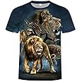 Cerbukt Men's Lion Graphic Print Summer Personality Fashion T-Shirt