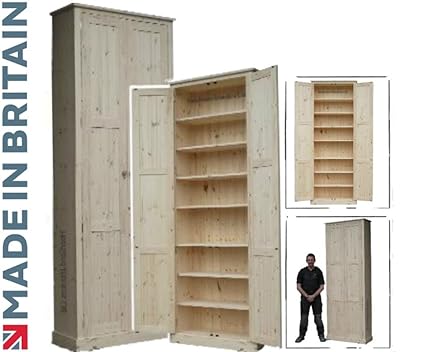 Solid Pine Cupboard 8ft Tall Handcrafted Waxed Linen Pantry