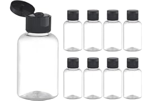 Lulupack Travel Bottles for Toiletries, 50ml/1.6oz Plastic Small Travel Size Containers for Shampoo (9pcs, Black Caps)