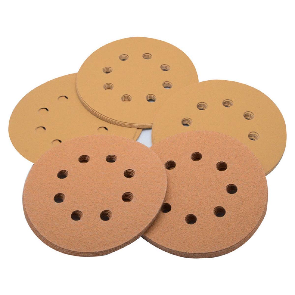 5PCS 8-Holes Sandpaper Sanding Hook and Loop Discs Pads 320 Grits Sanding Discs Orbital Sander Discs