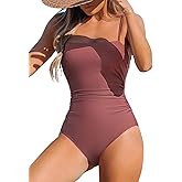 CUPSHE Women Swimsuit One Piece Bathing Suit Square Neck Cutout Back Tummy Control with Adjustable Spaghetti Straps