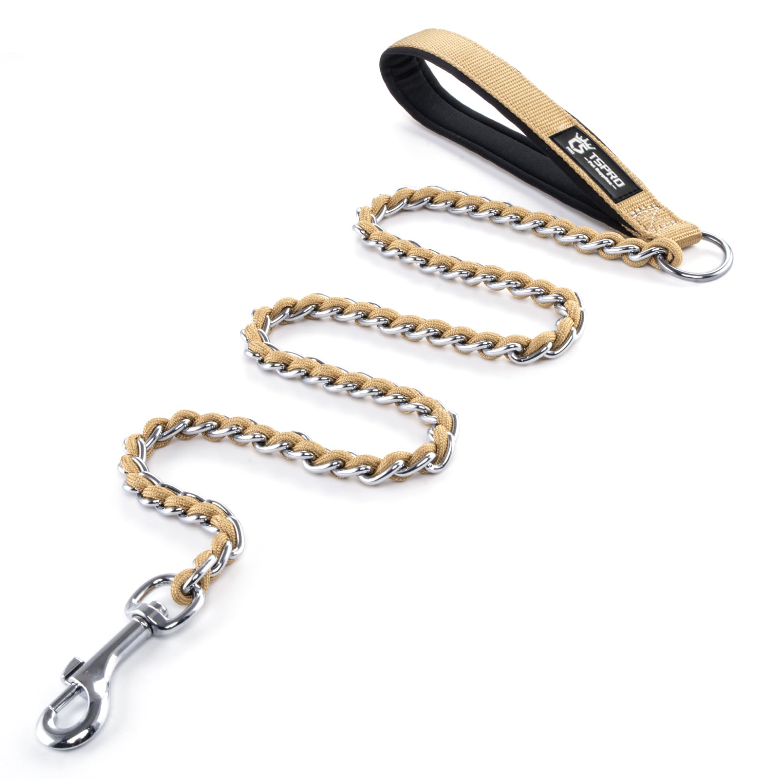 TSPRO Chew Proof Dog Leash, Stainless Steel & Nylon, 3MM, Gold, 3.6FT
