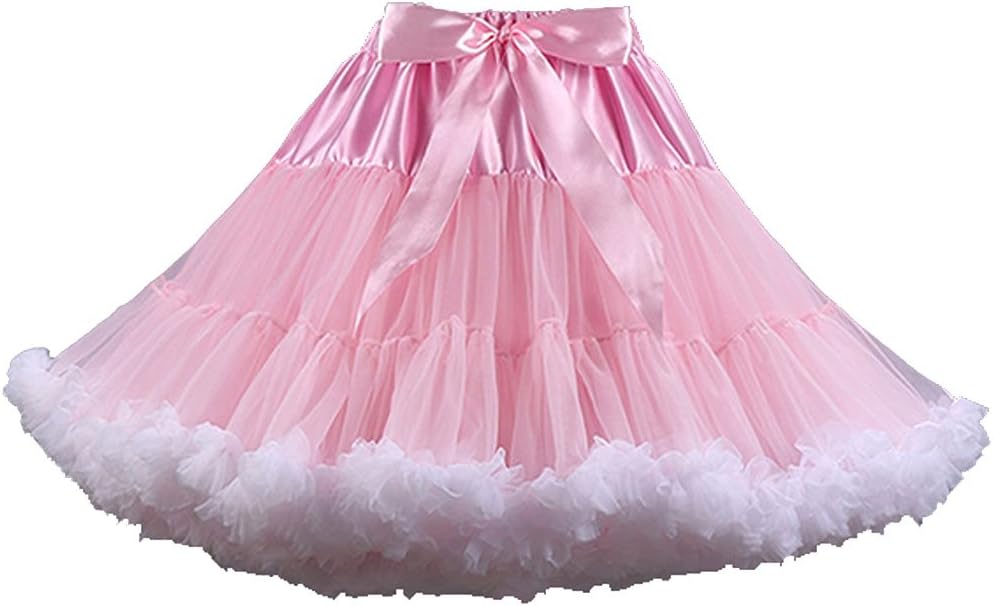 Womens Ruffled Tulle Skirt Tutu Skirts Adult Ruffle Tiered Tutu Skirt Petticoat Fluffy Layered Frilly Tulle Skirts Tutus Petticoats Ballerina Puffy Tutu Costumes Pettiskirt Bowknot Bubble