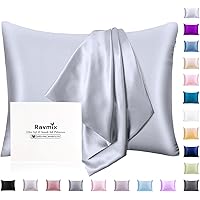 Ravmix Silk Pillowcase Queen Size with Hidden Zipper, Both Sides Silk Pillow Case for Hair and Skin, 21Momme Soft Silk, 1PCS,