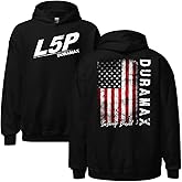Aggressive Thread L5P Duramax Hoodie With American Flag Mens Diesel Truck Hooded Pullover Sweatshirt Black