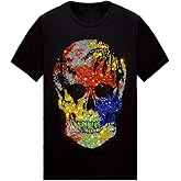 HZCX FASHION Mens Womens Sparkly T Shirt Rhinestone Short Sleeve Rock Festival Bling Gemstone Tshirt Cotton Graphic Tees