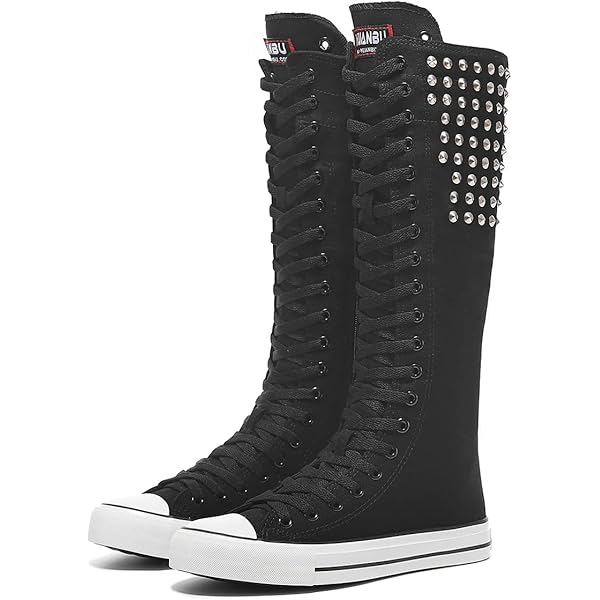 Amazon.com | Woman Boots Mid Calf Knee High Tall Zipper High Lace
