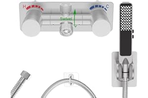 F-PIANWE RV Shower Faucet with Hose and shower Head, All Metal Camper Shower Faucet, Outside Shower Valve RV Shower Head for RV, Motorhome, Camper (Brushed Nickel)