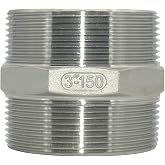 Male x Male Hex Nipple Stainless Steel 304 Threaded Pipe Fitting NPT (3")