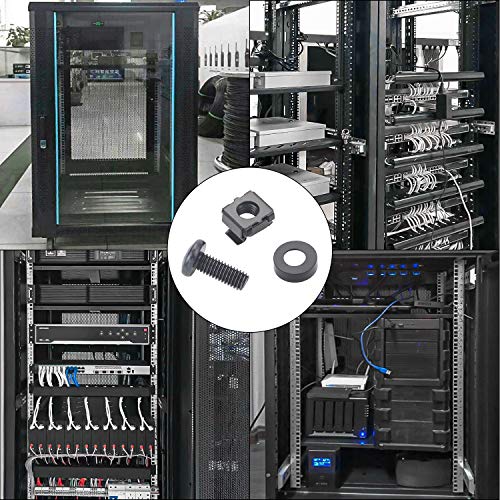 Favordrory 60 Pack M6 x 16mm Rack Mount Cage Nuts, Screws and Washers for Rack Mount Server Cabinet, Rack Mount Server Shelves, Routers, Black - Thumbnail 7