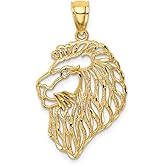 FB Jewels 14K Yellow Gold Diamond-Cut Lion Profile Pendant