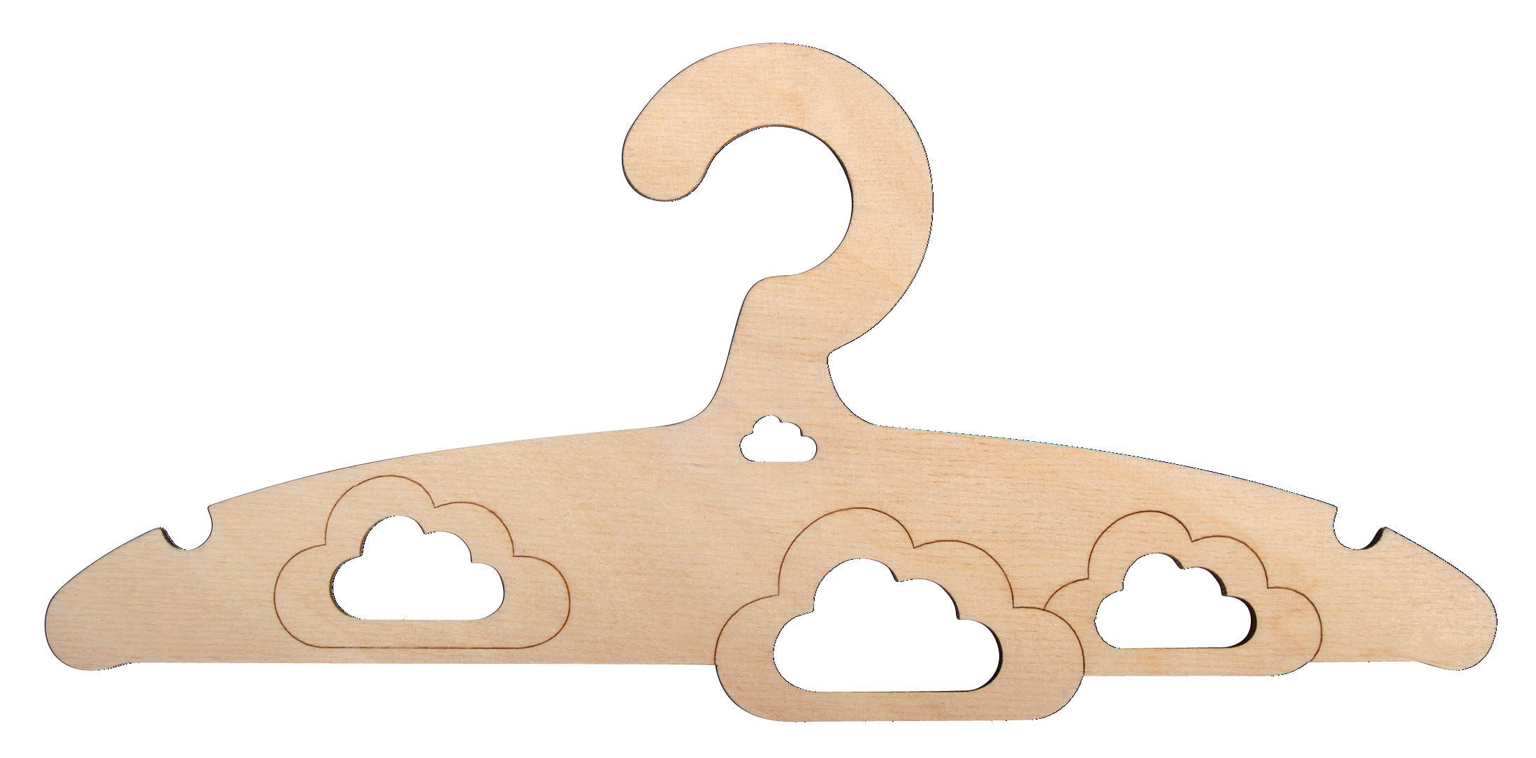 Rayher 62973505 Kid's Wooden Coat Hanger with Cloud Design, Natural Wood for Painting and Decorating, 19.8x14 cm