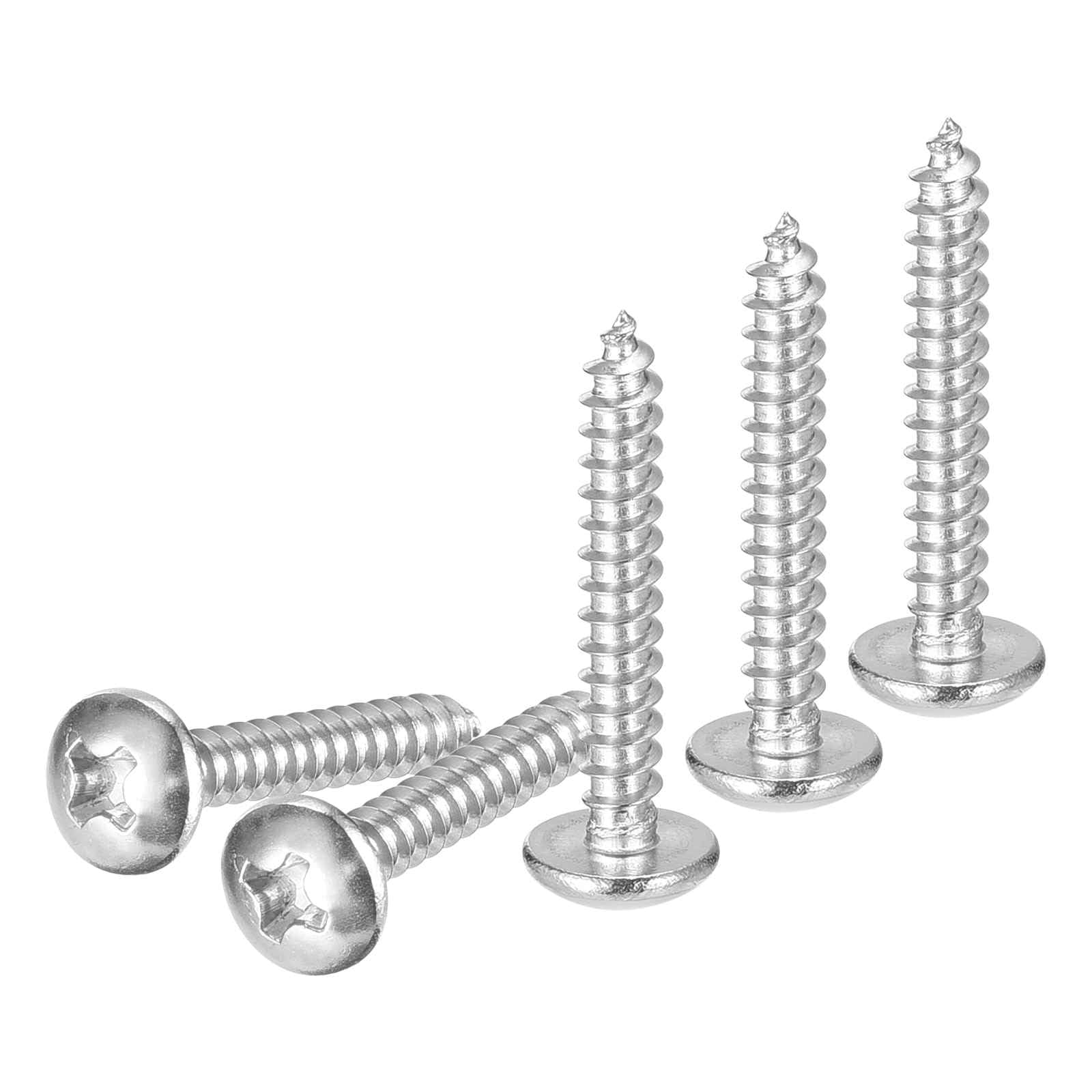 DTGN #4x3/4 Sheet Metal Screws - 100 Pack - for Wood, Furniture - 304 Stainless Steel Phillips Truss Head Self Tapping Tip Wood Screws - Silver — image 1