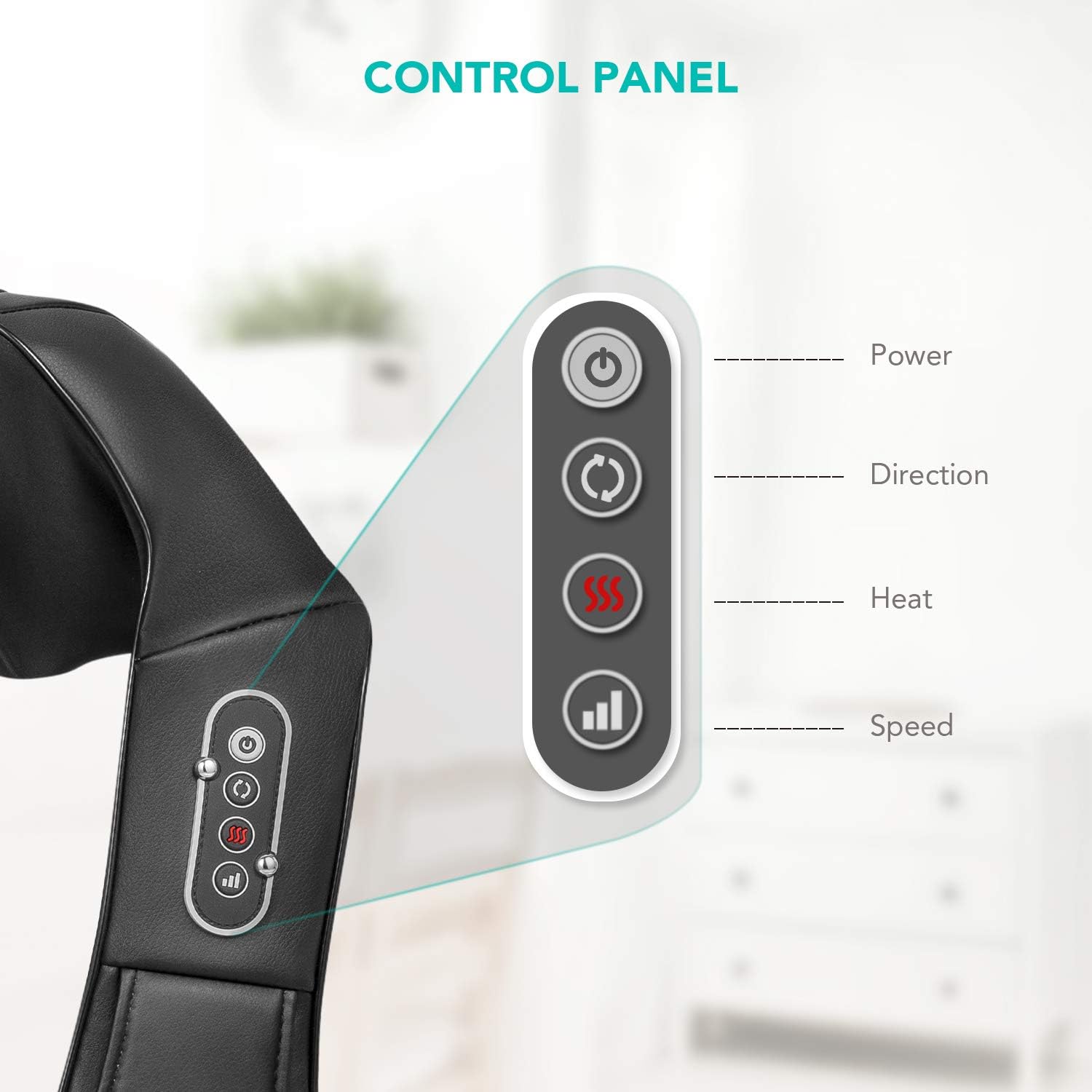 Naipo Shiatsu Back and Neck Massager with Heat Deep Kneading Massage for Neck, Back, Shoulder, Foot and Legs, Use at Home, Car, Office: Health & Personal Care