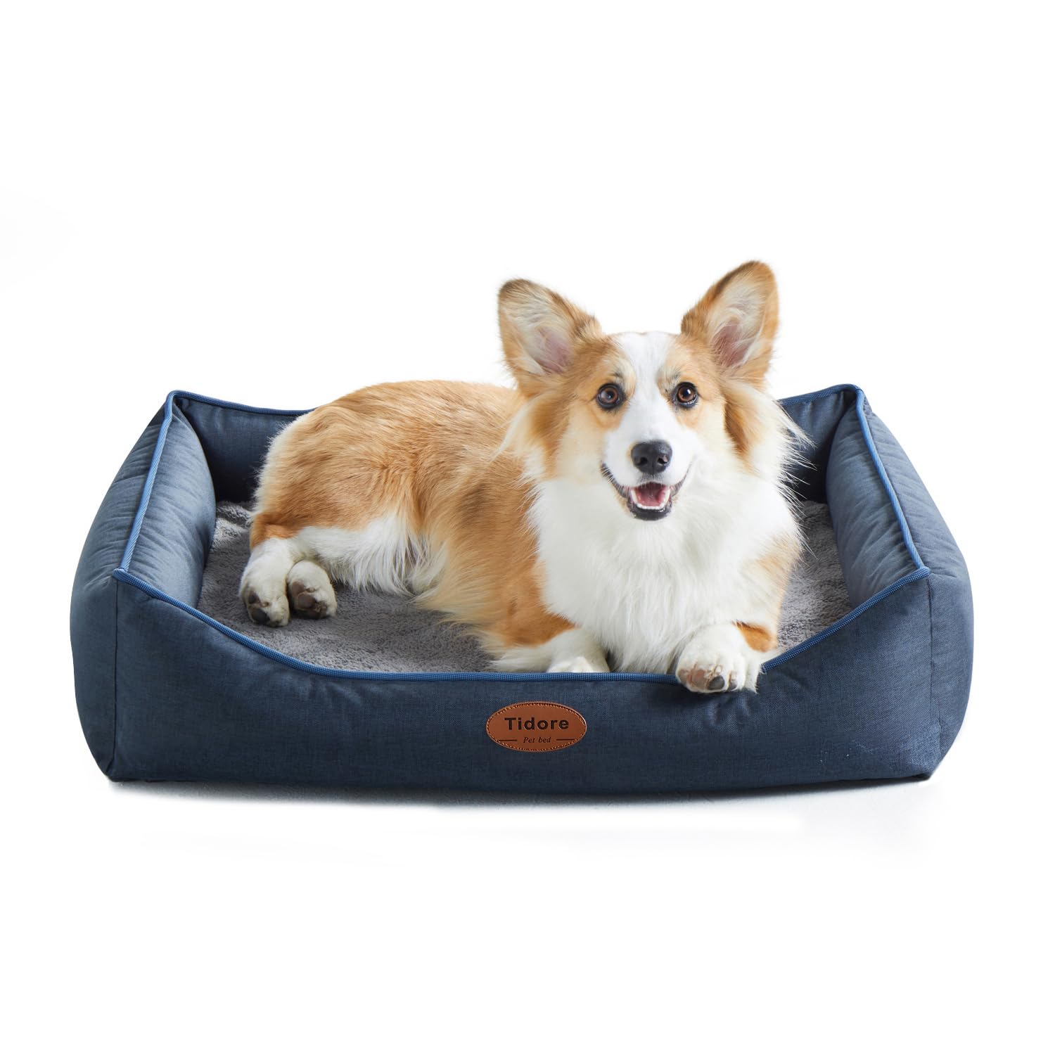 Photo 1 of Tidore Orthopedic Dog Beds for Medium Dogs, Durable Egg Crate Foam Sofa Dog Bed wit Washable Removable Cover,Waterproof Lining,Pet Bed for Large Dogs (Navy Blue, 31.5" L x 25.2" W x 7" Th)
