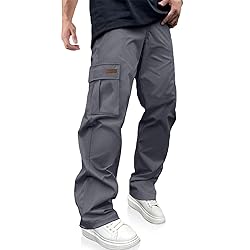 PLEPAN Men's Casual Cargo Pants Drawstring Hiking