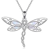 AOBOCO Dragonfly Necklace 925 Sterling Silver Pendant Necklaces for Women Animal Lovers