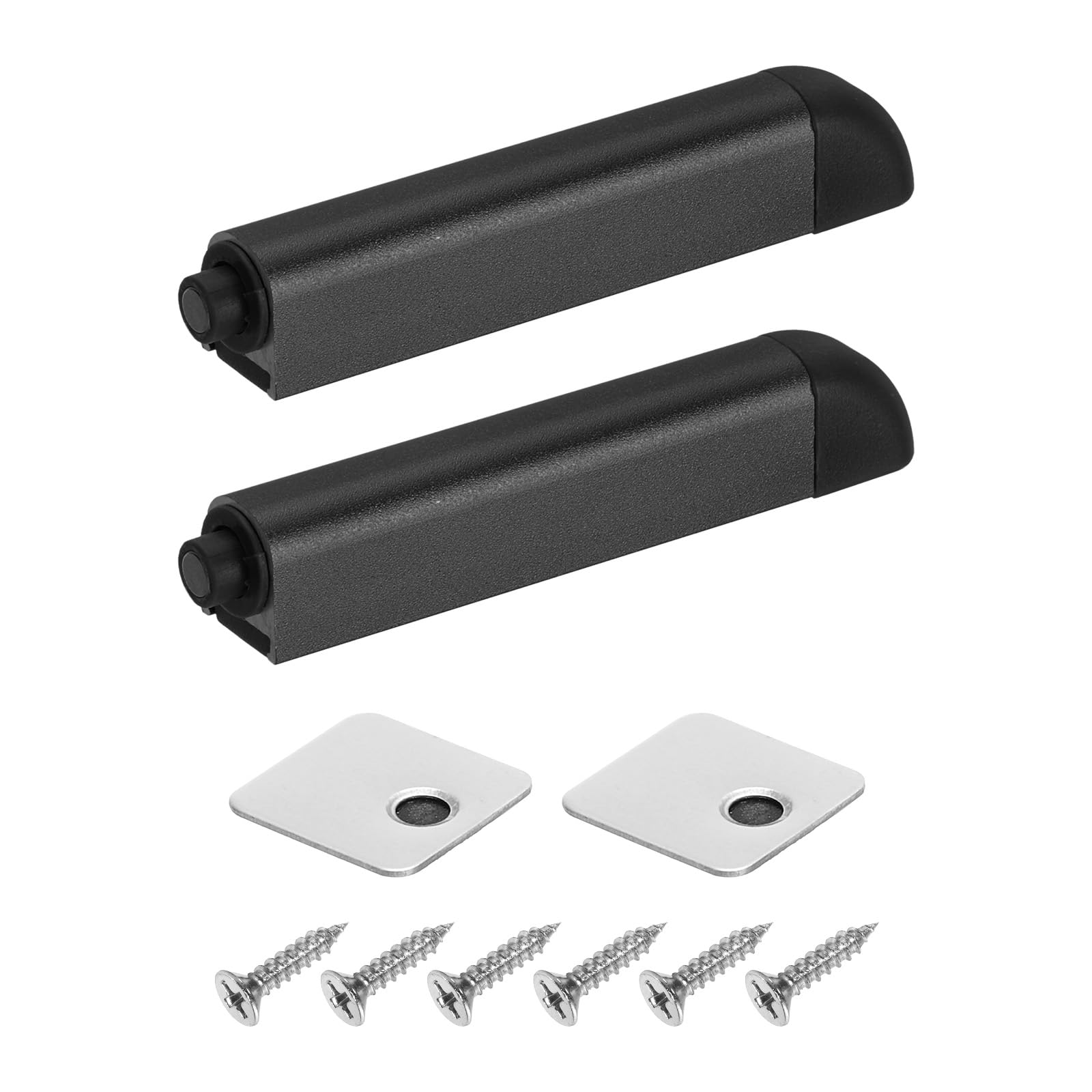 uxcell 2Pcs Push to Open Door Latch, Aluminum Alloy Magnetic Push Latches for Hidden Door, Cabinets, RV Drawers, Kitchen Cupboard, Black