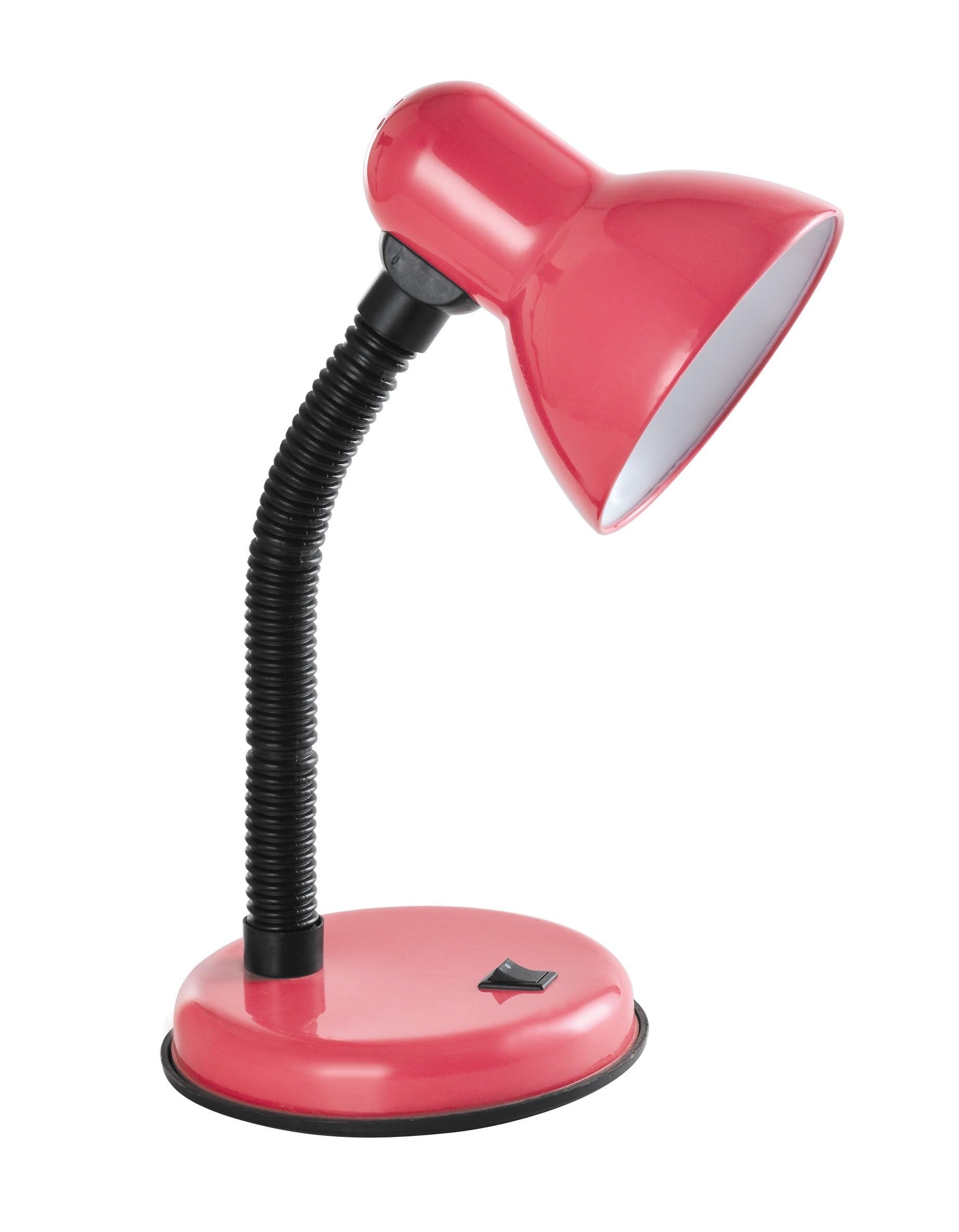 Classic Desk Lamp with a Versatile Flexible Neck, and Integral On/Off Switch, Mains UK Plug, Height 31cm, Ideal for Offices, Desks, and Bedside Lamps – [Energy Class A] (Pink)