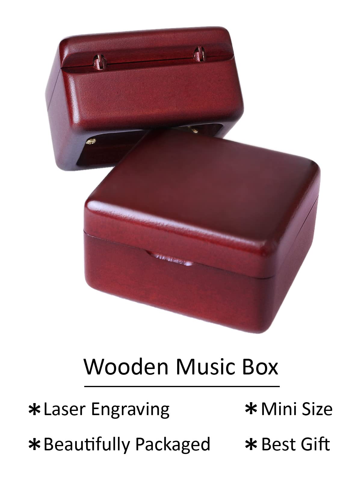 Sinzyo You are My Sunshine Music Box Solid Wood Laser Carving Vintage Gift Musical Boxs for Birthday Valentine's Day Christmas(Wine Red Wooden Box)