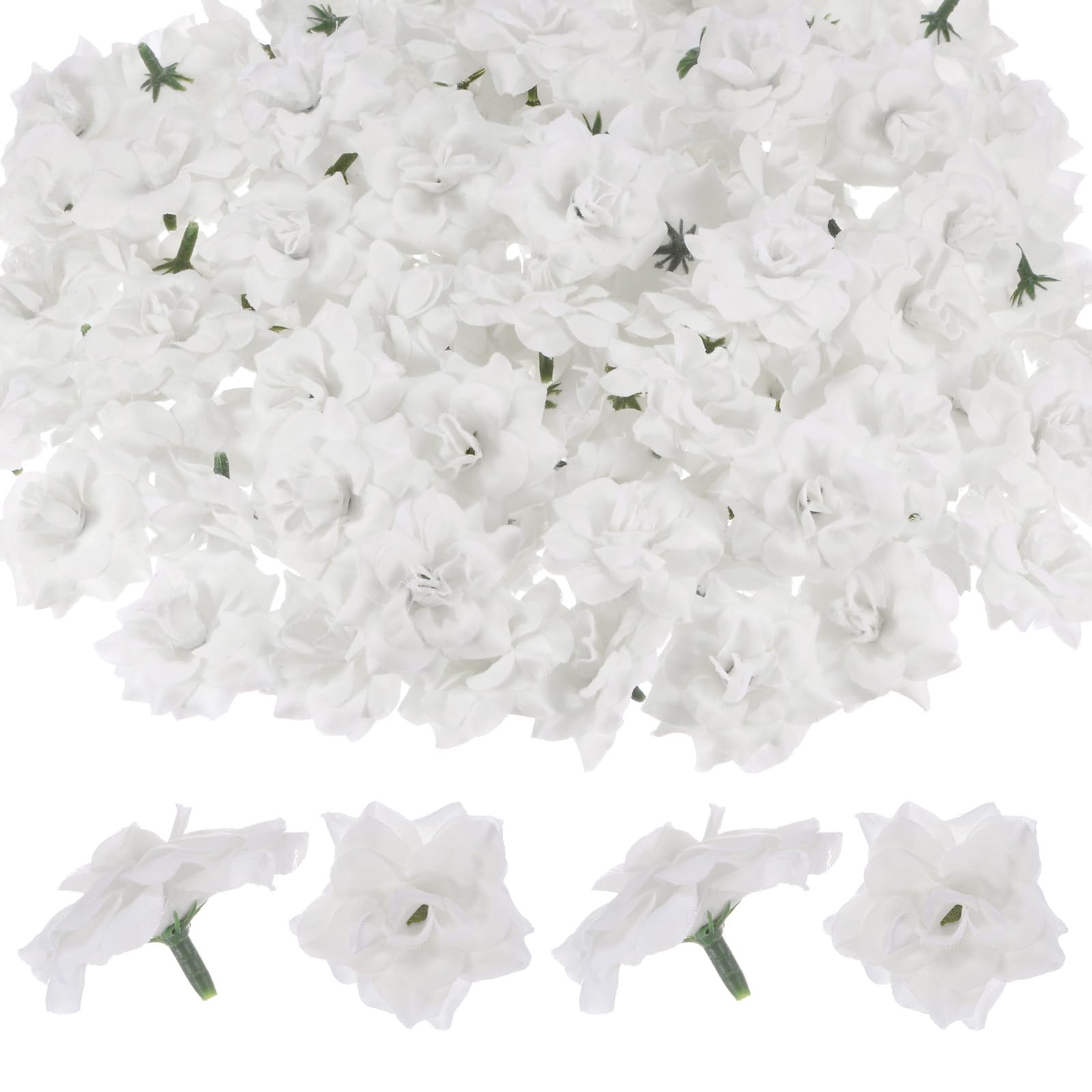 M METERXITY 100-Pack Artificial Roses Heads, Silk Faux Rose Head for Wedding/Bouquet/Flower Wall/DIY Crafts/Party Decoration, Fake Bloom Flower Heads Buds [Pure White]
