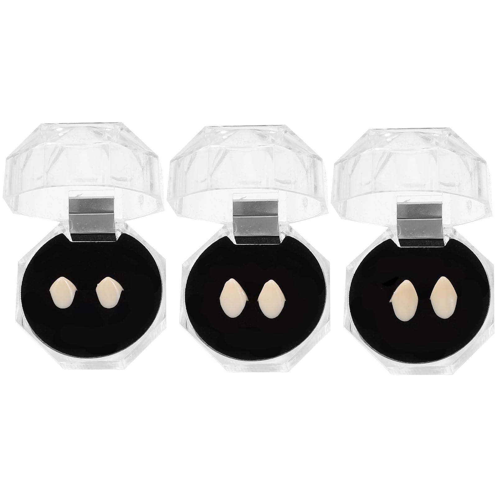 Vorcool 3 Pairs of Vampire Teeth Fangs Horror False Teeth Halloween Party Favours Decoration Costume Party Props (2 x 13 mm + 2 x 15 mm + 2 x 17 mm Pieces)