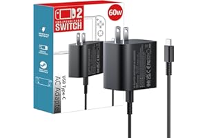 Mosyee 60w Charger for Nintendo - Switch 2 AC Adapter, 20V 3A Fast Charging with 5FT USB C Cord Cable for Switch, Lite, OLED, Steam Deck - Support TV 4K Mode (5FT)
