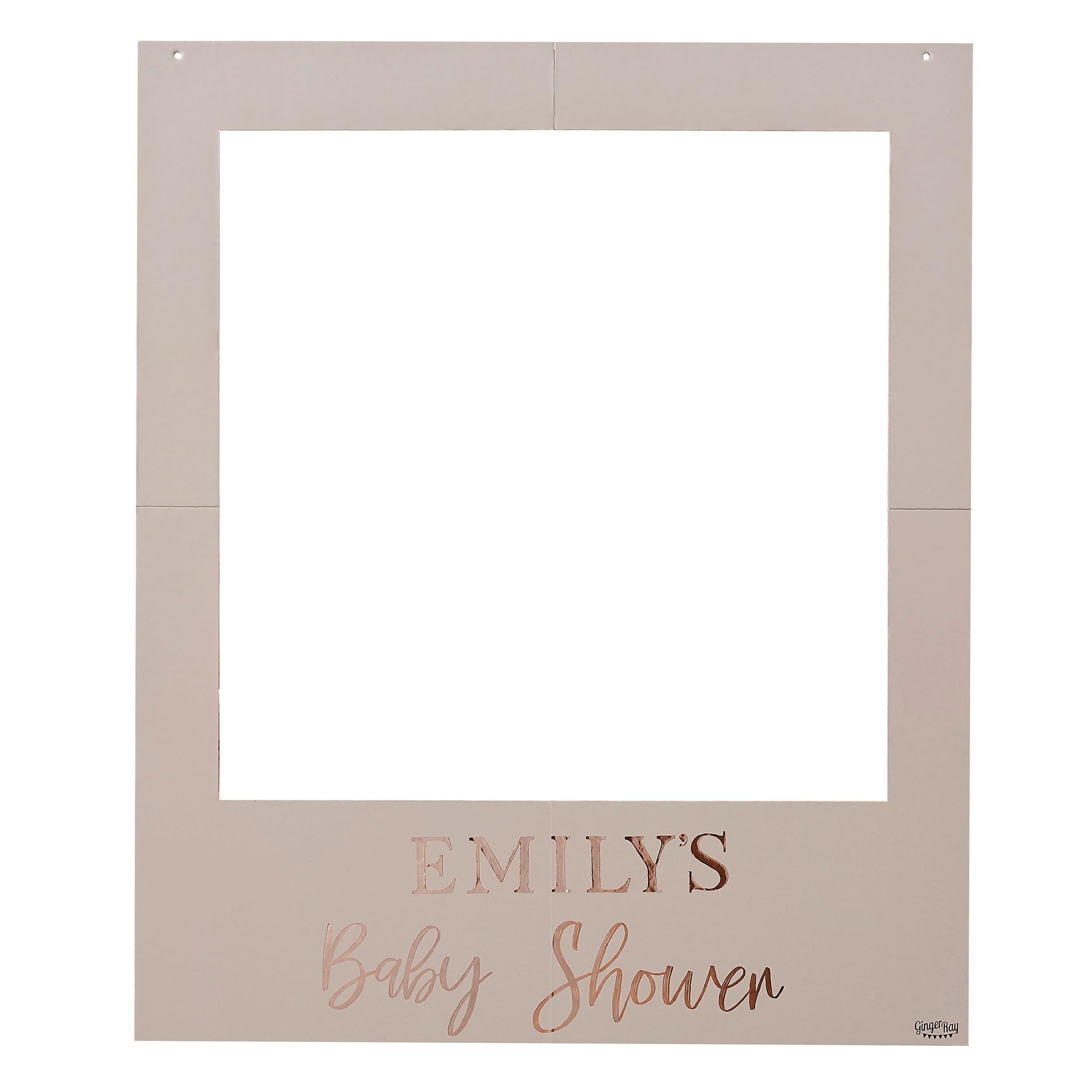 Ginger Ray Blush & Rose Gold Customisable Baby Shower Photobooth Frame, 1 Frame with 50 Wooden Token - Card