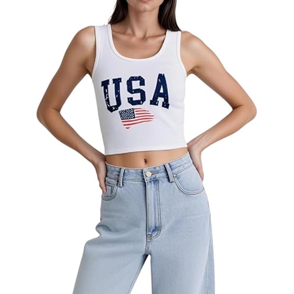 QJK Womens Baby Tee Y2k Tops Brazil Crop Top Spaghetti Strap