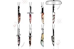 OPPKEPT Car Air Fresheners Horror Movie Merchandise Gifts Halloween Tree Decoration 8PCS, Mirror Hanging Knife Ornament Classic Character Indoor Accessory for Men Women Lover Blk Ice Scent