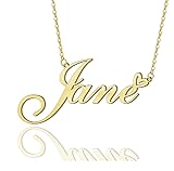 Jane Heart Name Necklace 18k Gold Plated Stainless