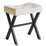 IBUYKE U-Shaped Linen Vanity Stool, Square Makeup