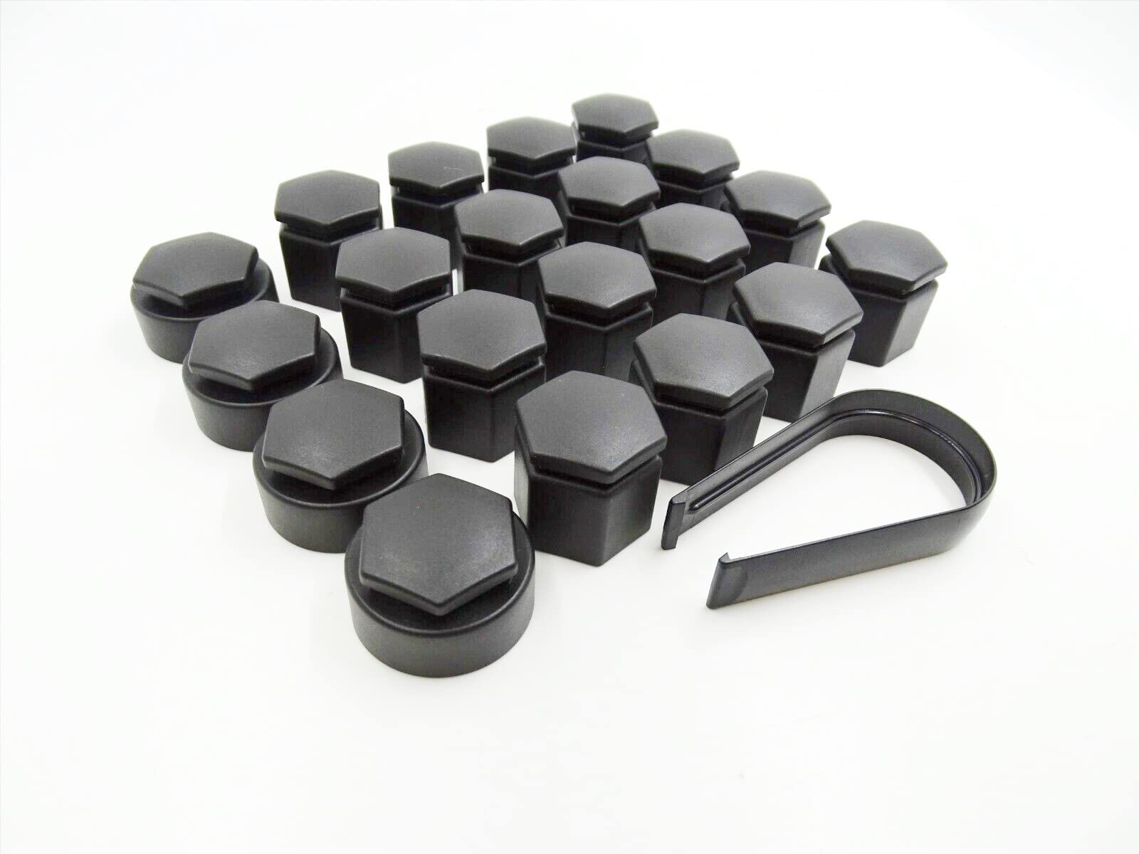 Partsdealers WHEEL NUT COVERS FOR VAUXHALL OPEL ASTRA J K ZAFIRA C MOKKA INSIGNIA B 2010-2023 LOCKING CAPS SET x20 19mm + REMOVAL TOOL (Black)