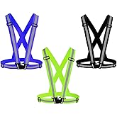 Awnuuw Reflective Vest Running Gear 3Pack, Adjustable Safety Vests High Visible Reflective Belt Straps
