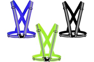 Awnuuw Reflective Vest Running Gear 3Pack, Adjustable Safety Vests High Visible Reflective Belt Straps