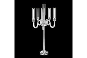LANLONG Acrylic Candelabra Centerpieces for Tables, 37.4in Tall 6 Arm Acrylic Candle Holder for Taper LED Candles, Clear Candlestick Holder for Wedding Centerpiece Decor Party Event Reception Decoration