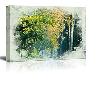 Print Landscape Houses Before The Tree Lined Street