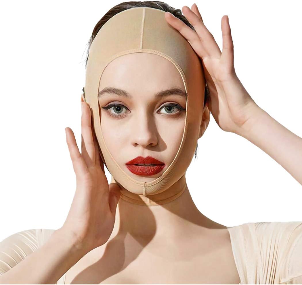 Anna-Kaci Womens Chin Strap Support Band Neck Bandage Post Surgical Compression Head wrap, Neck and Chin Compression Garment Wrap, Dark Beige, Small: Health & Personal Care