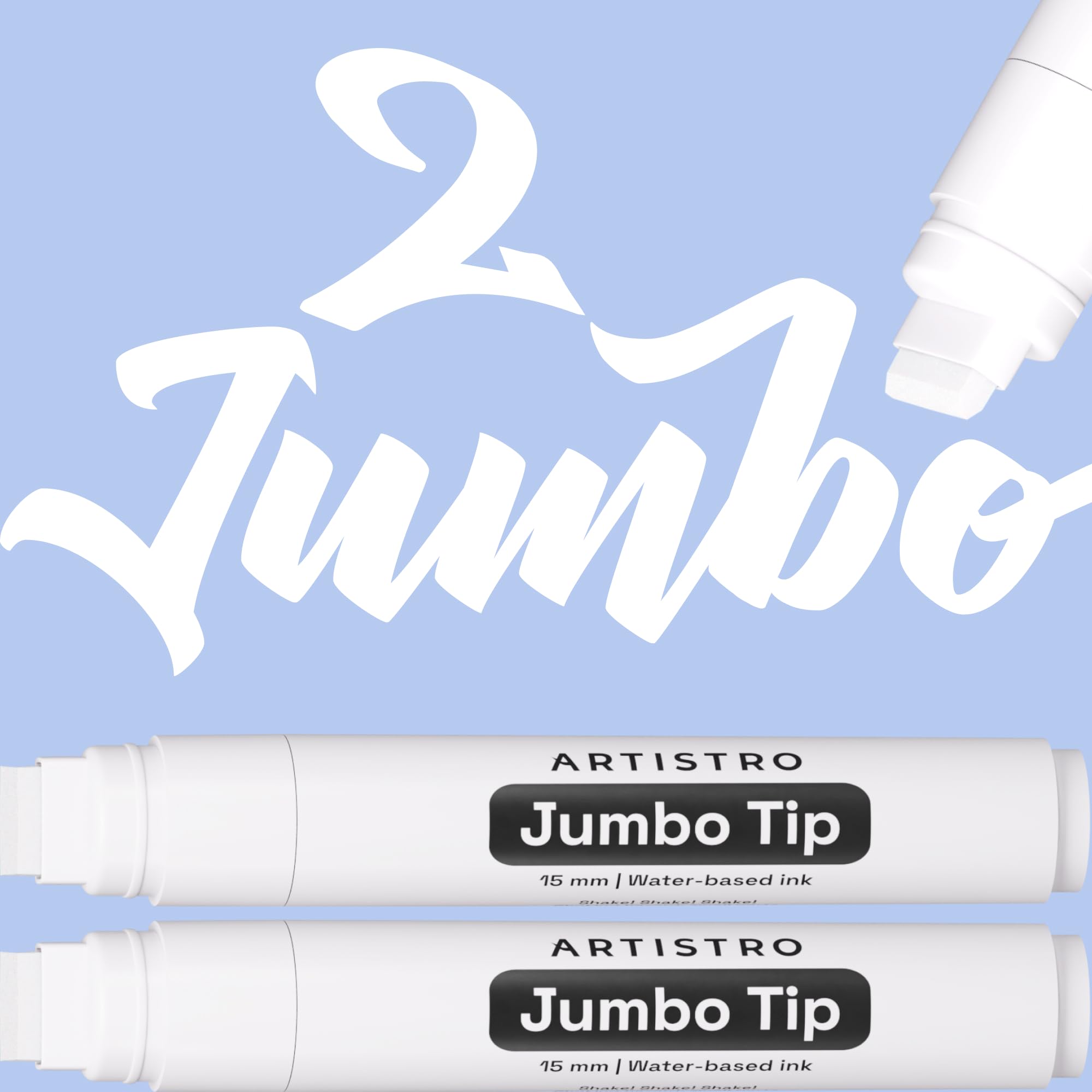 Photo 1 of ARTISTRO 2 White Acrylic Paint Markers - 15mm Jumbo-Tip Paint Pens - Perfect for Crafting, Art Projects, & More